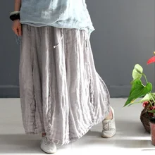 Новые продукты, указанные летом года, дизайн высокого класса песка мыть лен свободные большие ярдов женские юбки