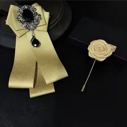 Набор шеи галстук для Для мужчин Pajaritas Британский Боути и брошь в комплекте узел алмаз свадебные галстуки воротник аксессуары Cravate Pour Homme