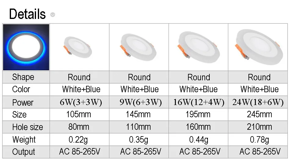 Круглый/квадратный LED Панель свет 6 Вт 9 Вт 16 Вт 24 Вт LED Панель свет двойной Цвет LED потолочные встраиваемые Подпушка лампа для внутреннего