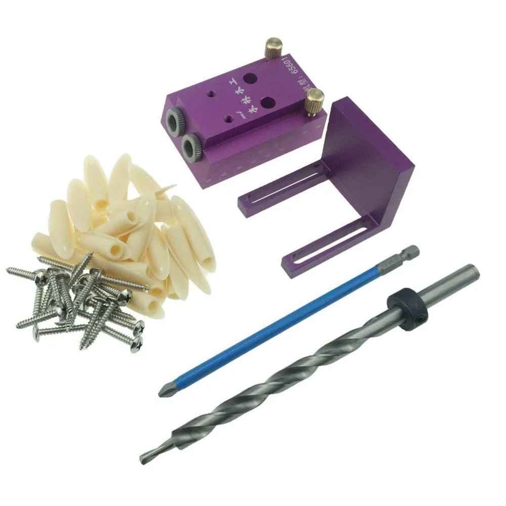 

Alloy Pocket Hole Jig Kit System with Step Drill Bit PH2 Screwdriver for Kreg Woodworking Hardware Jig Repair Tools