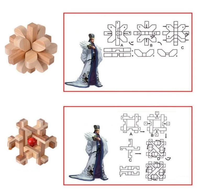 10 шт./партия 3D ручной работы Винтаж Ming замок любан замок образовательные бамбуковые деревянные игрушки взрослые головоломки детей подарок на день рождения