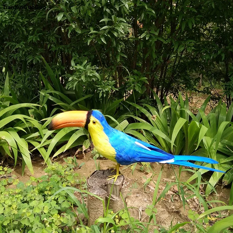 Синие перья птица большой 42 см имитация Toucan Птица жесткая модель украшение для