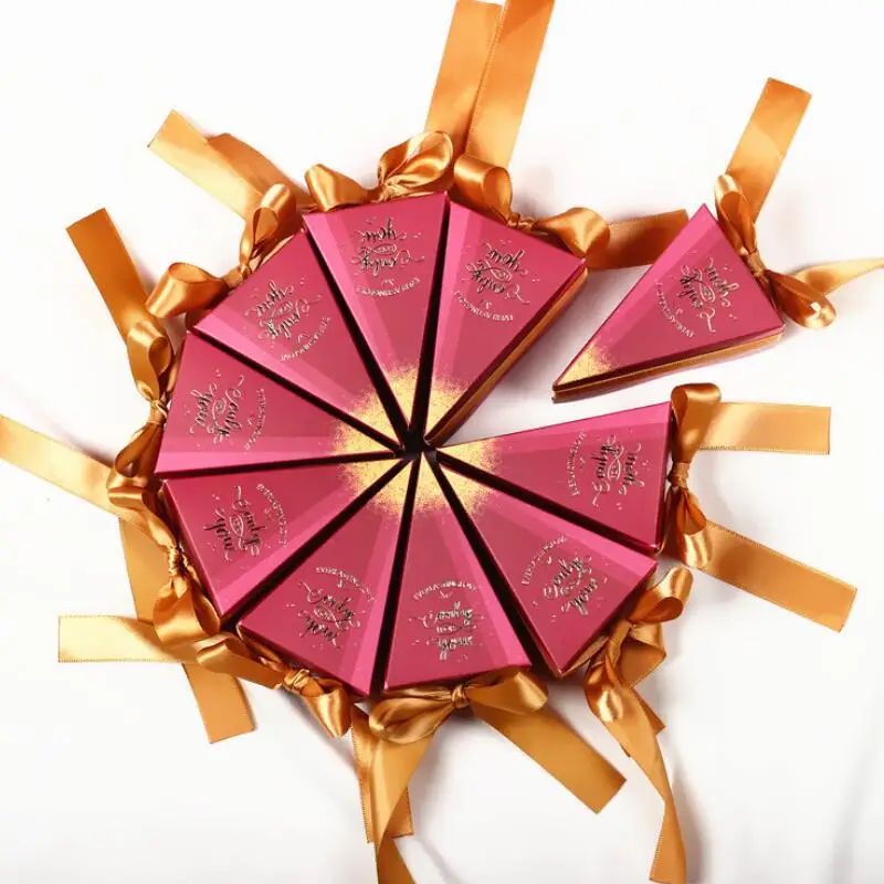

50pcs/lot Conical Shape Stitching Paper Candy Box Creative Personality Wedding Candy Gift Box Birthday Cake Box
