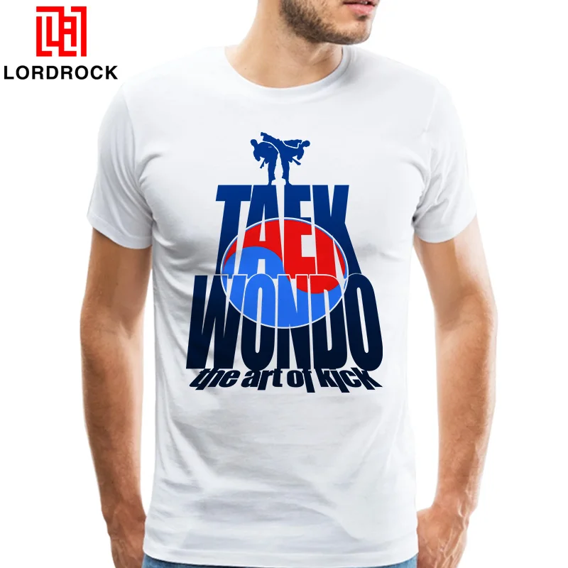 Cool Design Taekwondo Shirts Men Flash Kick T Shirt White Short Sleeves