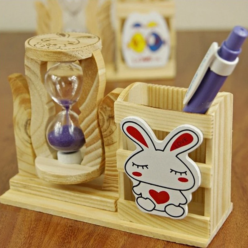 Kawaii Wooden Pen Holder Cute Desktop Pencil Holder Cartoon Desk Tidy