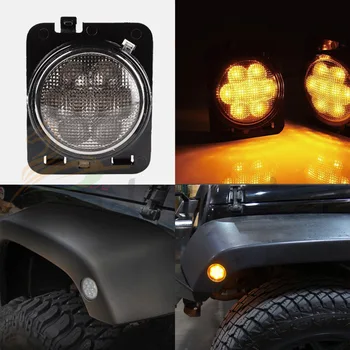 

8 LEDs Light Front Fender Flares Side Marker Turn Signal Light LED Lamp For Je"ep Wrangler JK 2007~2015 Amber x2