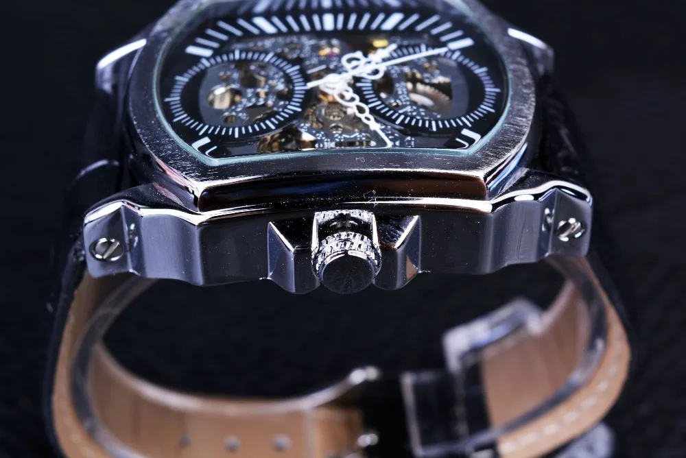 Winner Retro Classic Designer Silver Stainless Steel Case Men Watches Top Brand Luxury Mechanical Automatic Watch Clock Men