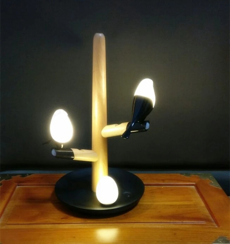 GZMJ китайский стиль Lucky Bird светодиодный ночник настольная лампа деревянная основа интеллектуальный датчик движения светильник для гостиной спальни Настольный светильник