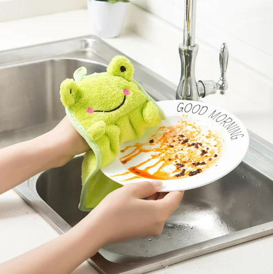 Мультяшное детское полотенце из микрофибры для рук, Мягкая Детская плюшевая ткань, впитывающее полотенце для кухни и ванной