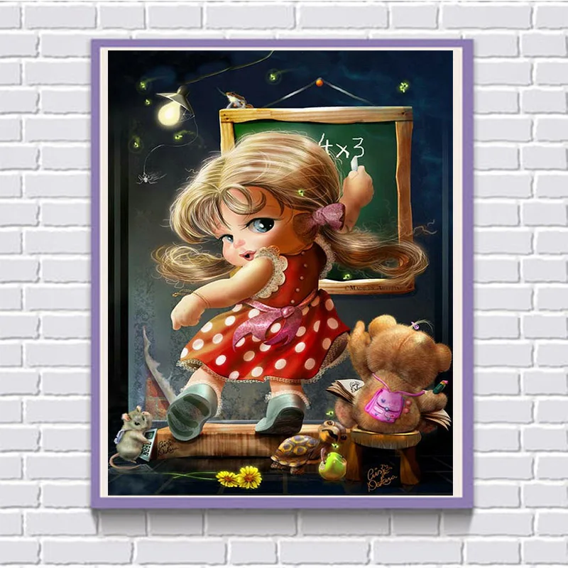 

5D DIY Diamond Embroidered Cartoon Girl Diamond Painting Cross stitch Mosaic Home Decor Wall Painting Gift F155