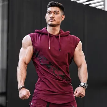 

2019 New Men Bodybuilding Tank Tops sleeveless Hoodie Sweatshirt Summer Male Gyms Fitness Workout Singlet Vest Crossfit Clothing