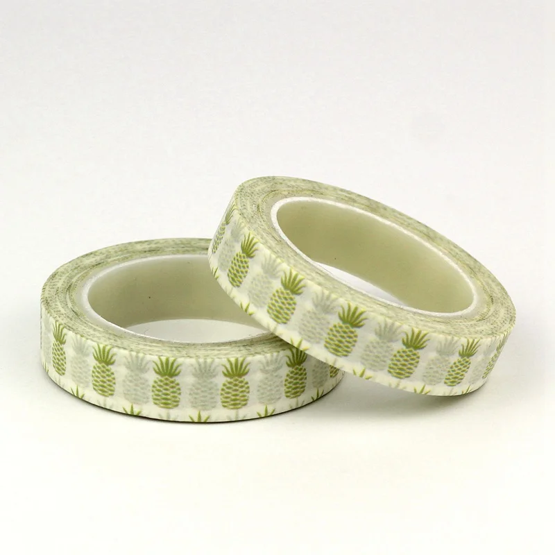 

NEW! 2pcs/lot Cute Pineapple with green Washi Tapes Japanese 10mmx10m/roll cute Scrapbooking tools Masking Tape for Photo Album
