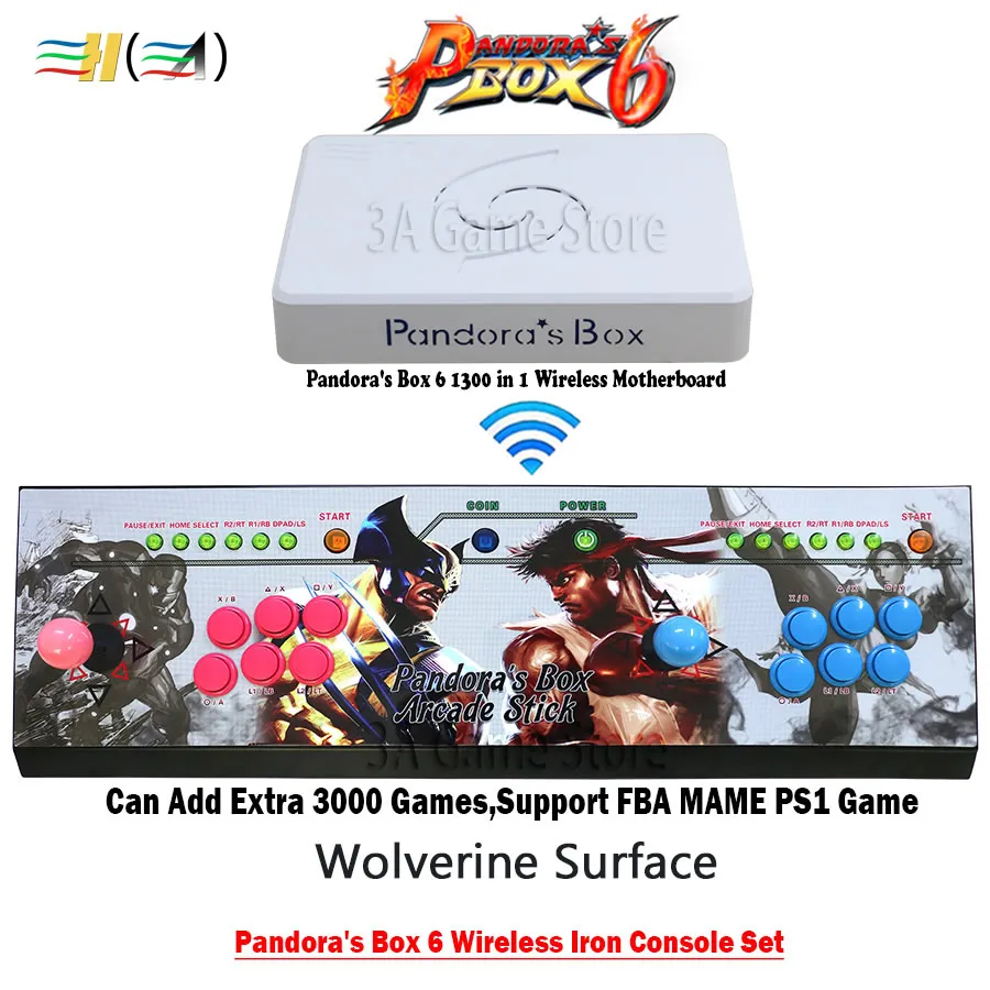 Pandora Box 6 1300 in 1 wireless version iron console set arcade games joystick 2 players support 3d tekken can add 3000 games Pandora Box 6 1300 in 1 wireless version iron console set arcade games joystick 2 players support 3d tekken can add 3000 games