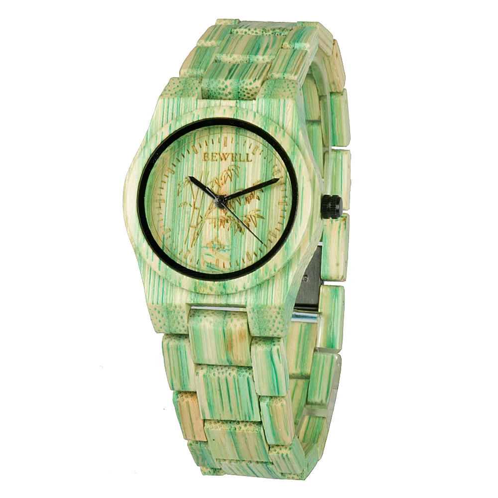 BEWELL Ladies Natural Bamboo Handmade Multi-colour Watch