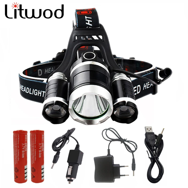 

Litwod NEW 9000Lm 3 LED XML T6/2R5 Headlight Headlamp Waterproof Head Lamp Light 4 mode torch Portable light for fishing Lights