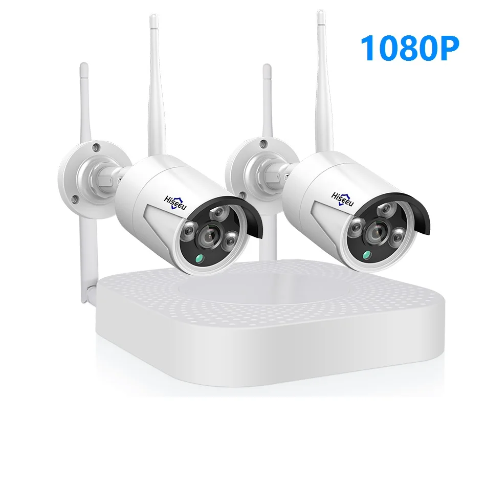 Hiseeu 4CH 960P/1080P камера видеонаблюдения система 2 шт. 1.3MP 2MP видеонаблюдение комплект уличное wifi видеонаблюдение для дома - Цвет: Серый