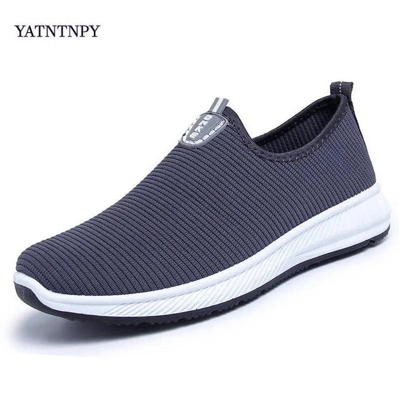 YATNTNPY Fashion Breathable Mesh Men Shoes Non-slip Rubber Sole Man Shoes 2019 Summer Autumn Plus Size 39-44 Male Black Shoes