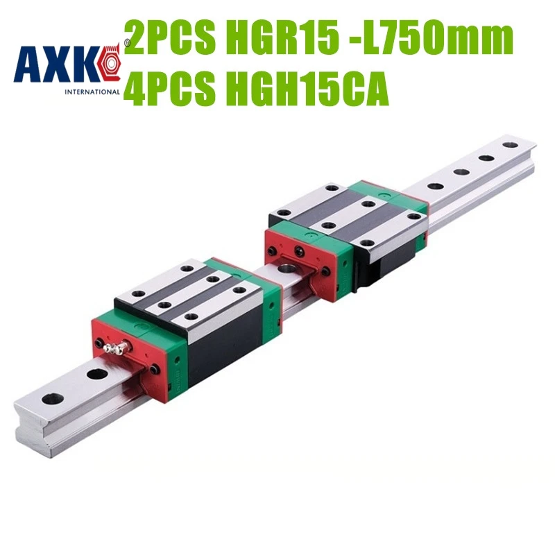 

Ball Bearing Axk Hgr Series 15mm 2pcs Hgr15 -l750mm Original Taiwan AXK Linear Rail Guides With 4pcs Hgw15ca Block Bearing