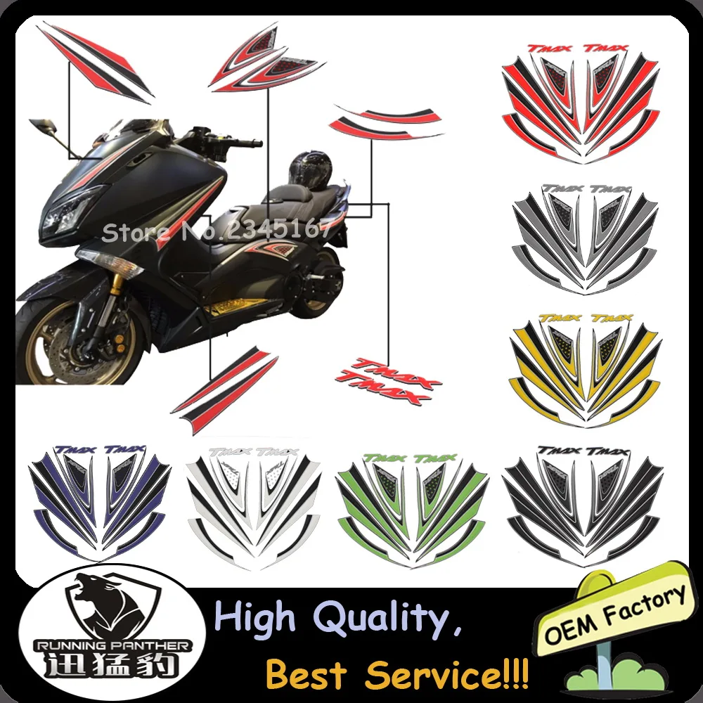 

12pcs/set Black yellow red white Motorcycle Protective Luxury TMAX Decorate Cover Decal Sticker 3D fits for Yamaha TMAX 530