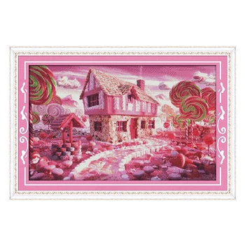 

Joy Sunday crossstitch Fairy tale house scenic DMC14CT11CTcottonfabric livingroom dininghall restaurant home hotel painting