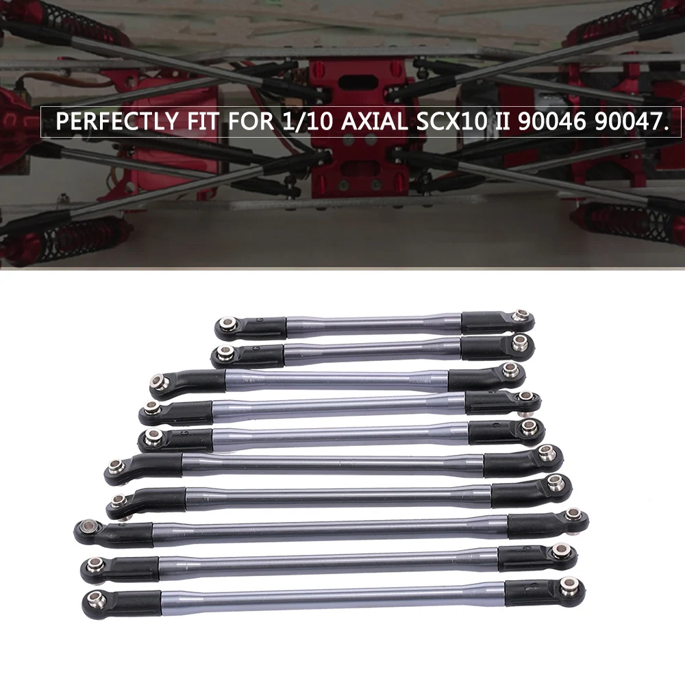 

10PCS Specialized Metal Upper + Lower Linkage Link With Plastic Rod End Set For AXIAL SCX10 II 900