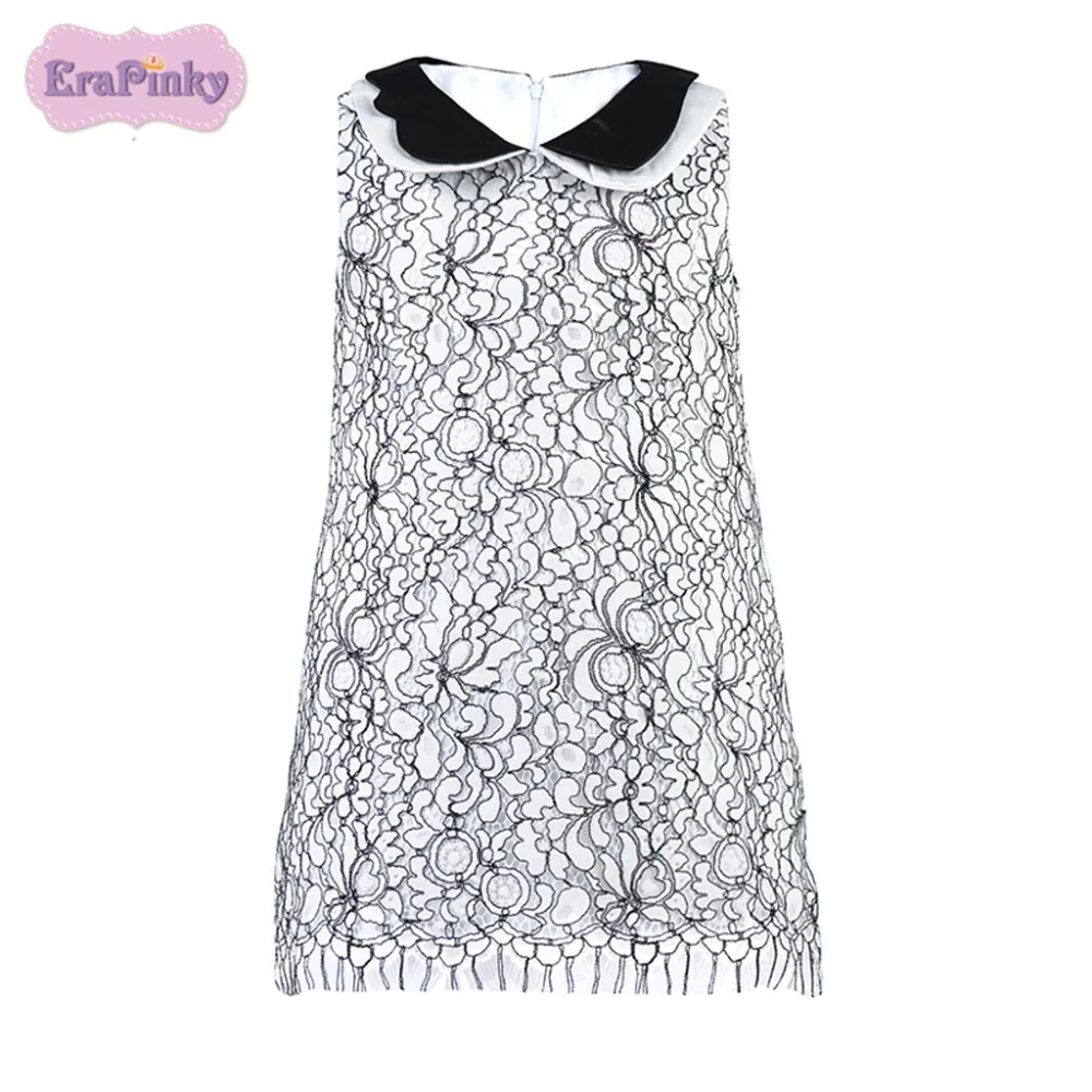 Erapinky Simple Black/White Floral Casual Dress For Kids Girls Fashion
