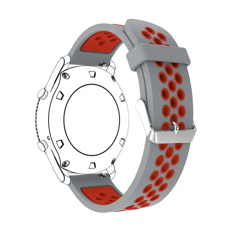 Двойной цвет силиконовый пористый дышащий ремешок для часов браслет ремешок для huawei Watch GT Honor Magic Высокое качество полосы - Цвет: grey red