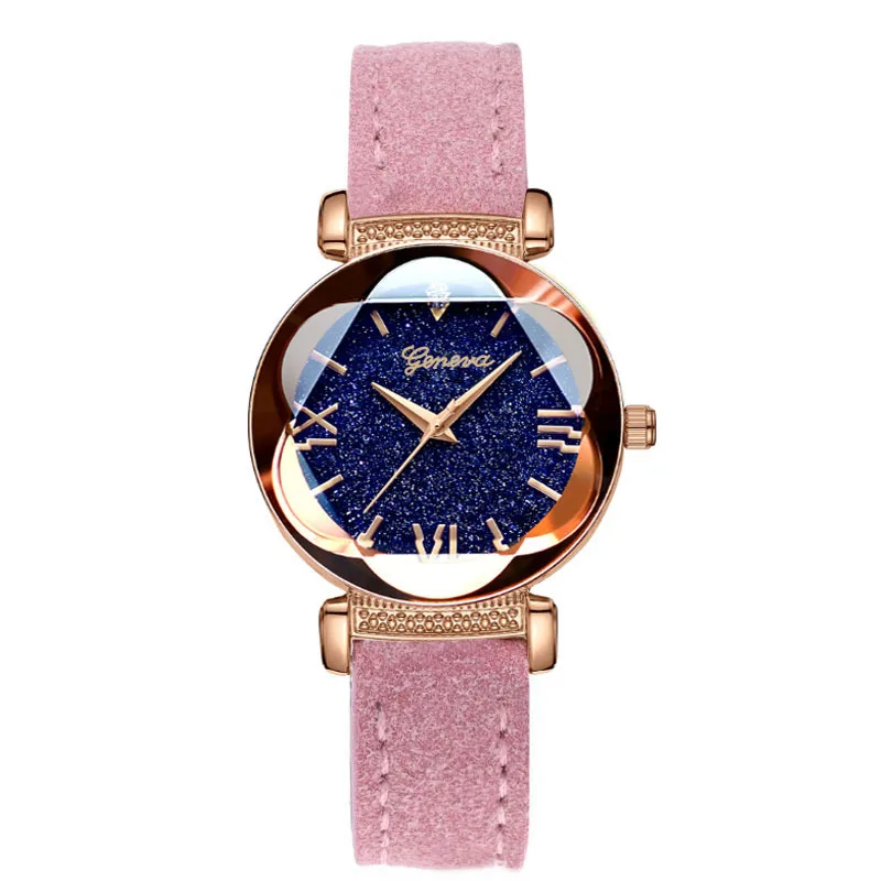 

New Luxury Women Watches Ladies Starry sky Leather Dress Buckle Wrist Watch Simple Designer Women Clock 100pcs/lot