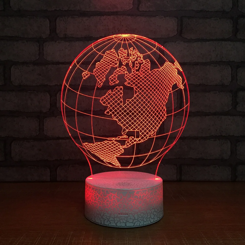 

New Personalized Globe Home Office Desk Lamp Usb Power Supply Colorful 3d Lamp Luminaria De Mesa Para Estudo Table Lamps
