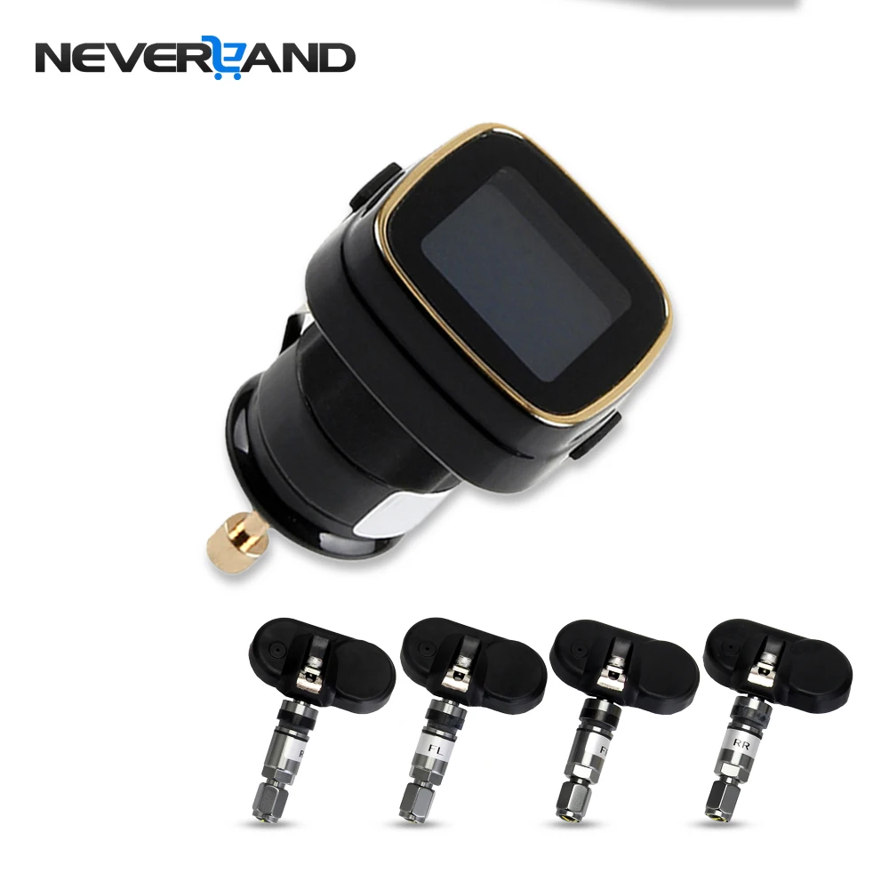 

NEVERLAND Wireless Car TPMS Tire Pressure Monitoring System+4 Internal Sensors Cigarette Lighter