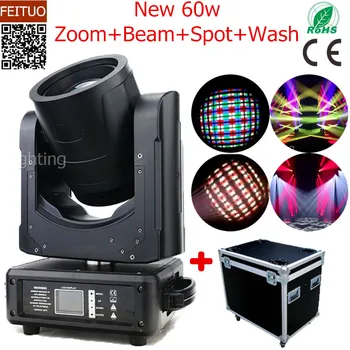 

New 60w Gobo LED Zoom Moving Head Spot Light 3IN1 Beam Spot Wash DMX512 Stage Moving Head Beam Lighting Party DJ Wedding Lights