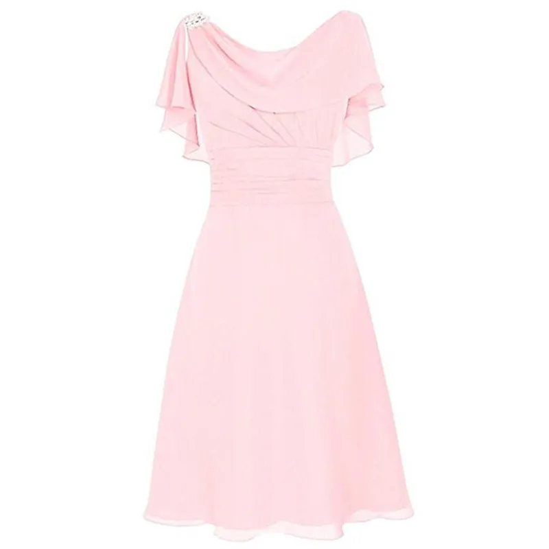 Женское летнее платье с открытыми плечами, одноцветное, с высокой талией, кружевные платья для вечеринок, повседневные женские летние платья, vestidos de festa, новинка - Цвет: Розовый