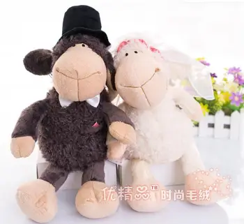 

candice guo! Super cute plush toy nice couple sheep happy wedding dress soft doll creative lover birthday Christmas gift 1pc