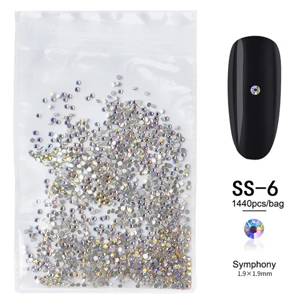 SS6 1440 шт блестящие стразы для SS3-SS20 ногтей стеклянные стразы с плоской задней поверхностью 3D украшения для ногтей Подвески из камня DIY набор - Цвет: SS6