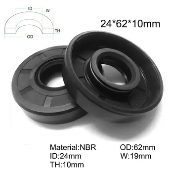 

10pcs/NBR Shaft Oil grease Seal TC-24*62*10 Rubber Covered Double Lip With Garter Spring