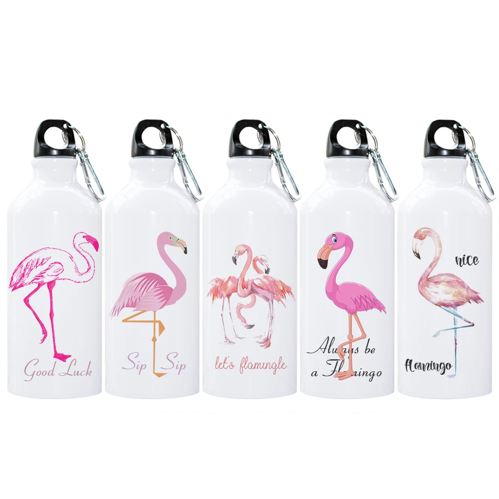 

Flamingo Photo Sport Water Bottle Creative Popular Flamingos Printing Gift Bottle for Camping Biking Aluminum Bottle 600ml