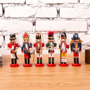 

New 6pcs 1Set 12Cm High Christmas Holiday Nutcracker Scouts Vintage German Wooden Table Walnut Toy Zakka Dolls