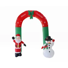 

Christmas Decorations 8' Tall Airblown Inflatable Arch Stand With Santa Claus And Snowman Yard Art Decor