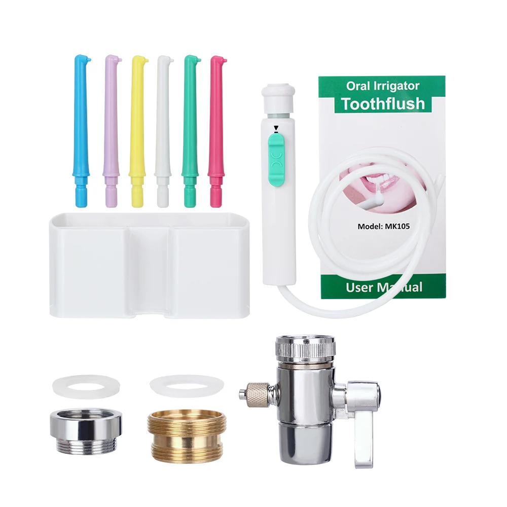 

6 Tips Water Irrigator Dental Flosser Switch Faucet Oral Irrigator Portable Irrigation Tooth Jet Flossing Mouth Denture Cleaner