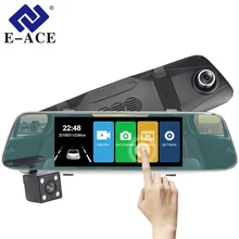 E-ACE Auto DVR 7.0 Pollici Touch Dash Cam Specchio Video Recorder FHD 1080 P Macchina Fotografica Doppia Lente con Videocamera vista posteriore Auto registrator