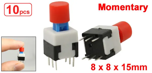 10 Pcs Panel PCB Tact Tactile Push Button Switch Momentary  8 x 8mm x 15mm w Cap