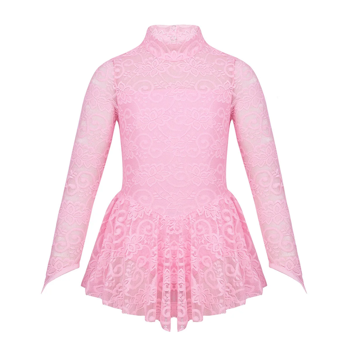 Pink ChicTry/детское кружевное балетные гимнастические леотарды с длинными рукавами для подростков; балетное платье-пачка для девочек; детская танцевальная одежда для фигурного катания на коньках - Цвет: Pink