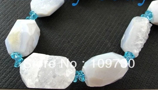 

Jewelry 002263 Faceted Baroque Chalcedony Druse&Faceted Wheel Crystal Necklace