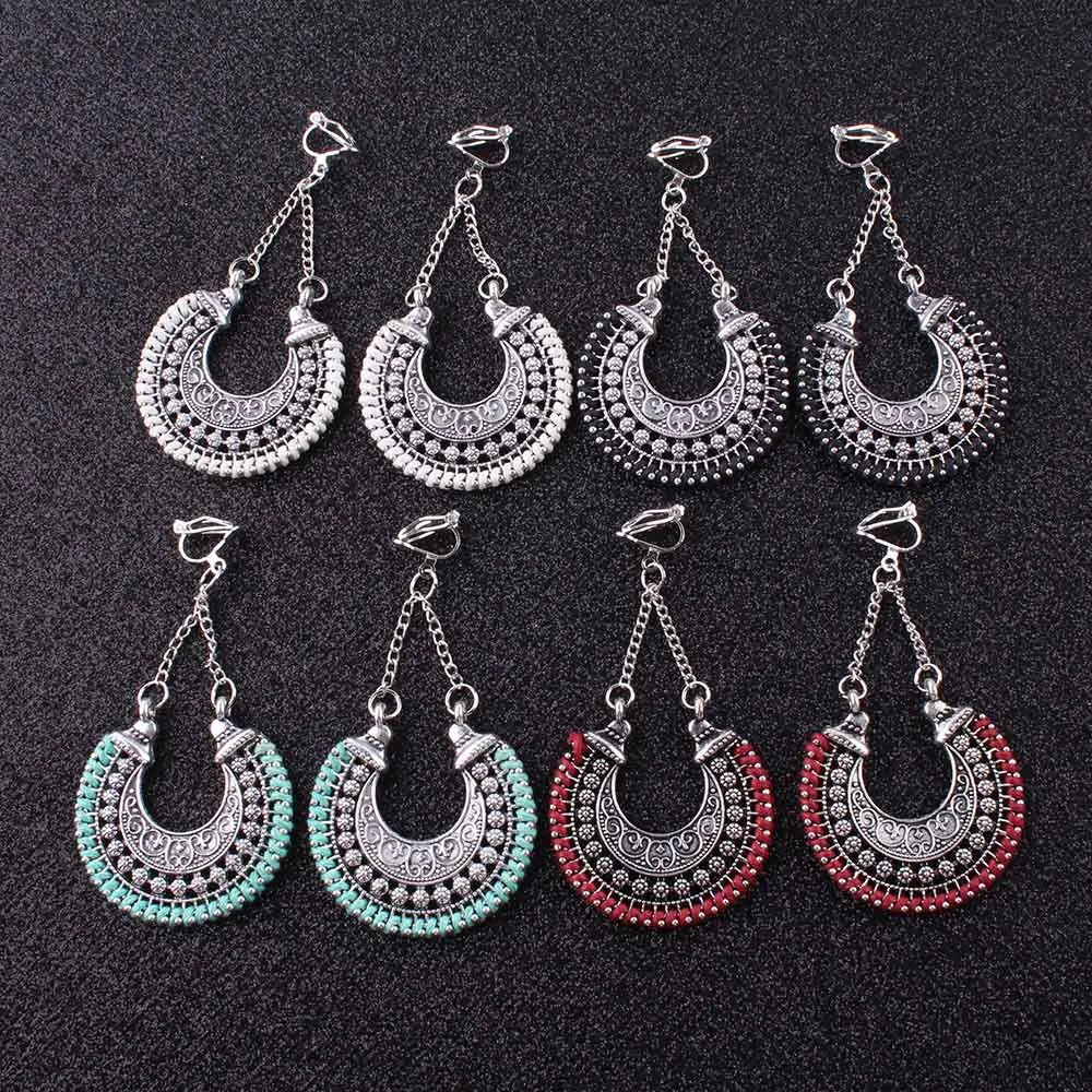 FAMSHIN Fashion Boho Long Clip on Earrings For Women Jewelry Vintage Earrings Power Bohemian Rope Wrap ear clip earrings clip earrings ear clip