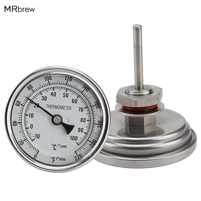 Komplet termometer brez varjenja, brez kovine, 3 "Face & 2" sonda, 1/2 "MNPT, 0 ~ 220F stopinj, pivski termometer za pivo, domači kotliček