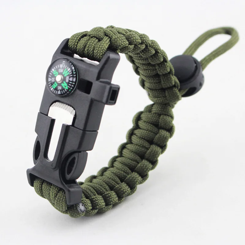 Военный аварийный Paracord EDC браслет многофункциональное Походное полевое, для выживания тактика побега наручный ремень для выживания в пустыне - Цвет: Зеленый