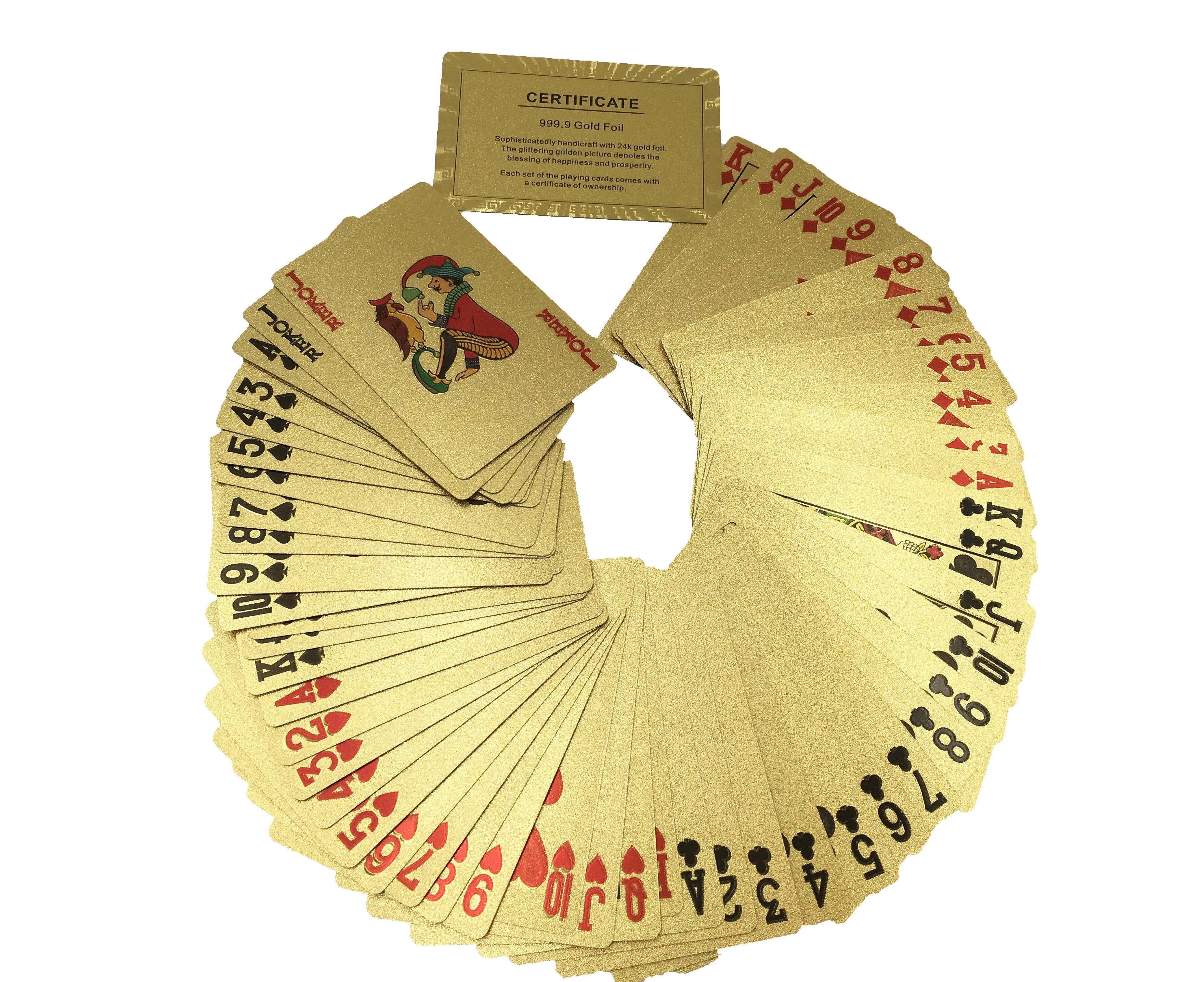 24K Золотая фольга покерные игровые коллекция карт Евро 500 дизайн лучший рождественский подарок