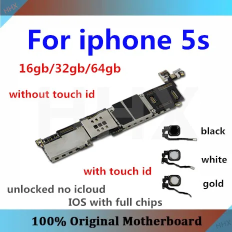 

100% Original unlocked for iphone 5S Motherboard Without Touch ID/With Touch ID,for iphone 5S Logic boards,16gb / 32gb / 64gb