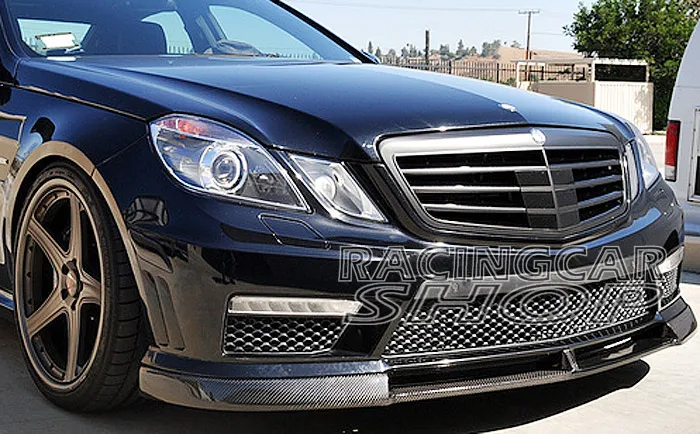 REAL CARBON FIBER V TYPE FRONT LIP SPOILER FOR MERCEDES BENZ W212 E-CLASS E200 E260 E300 E350 E550 E63 AMG BUMPER