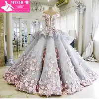 ดอกไม้ Dreamy Princess Wedding Dresses Luxury สีสัน Gowns แต่งงาน Robe De Mariage ดูแม้ว่าลูกปัดชุดเจ้าสาว W201715